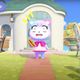 A villager in Animal Crossing New Horizons, viewed in the new camera app that has a first-person perspective.